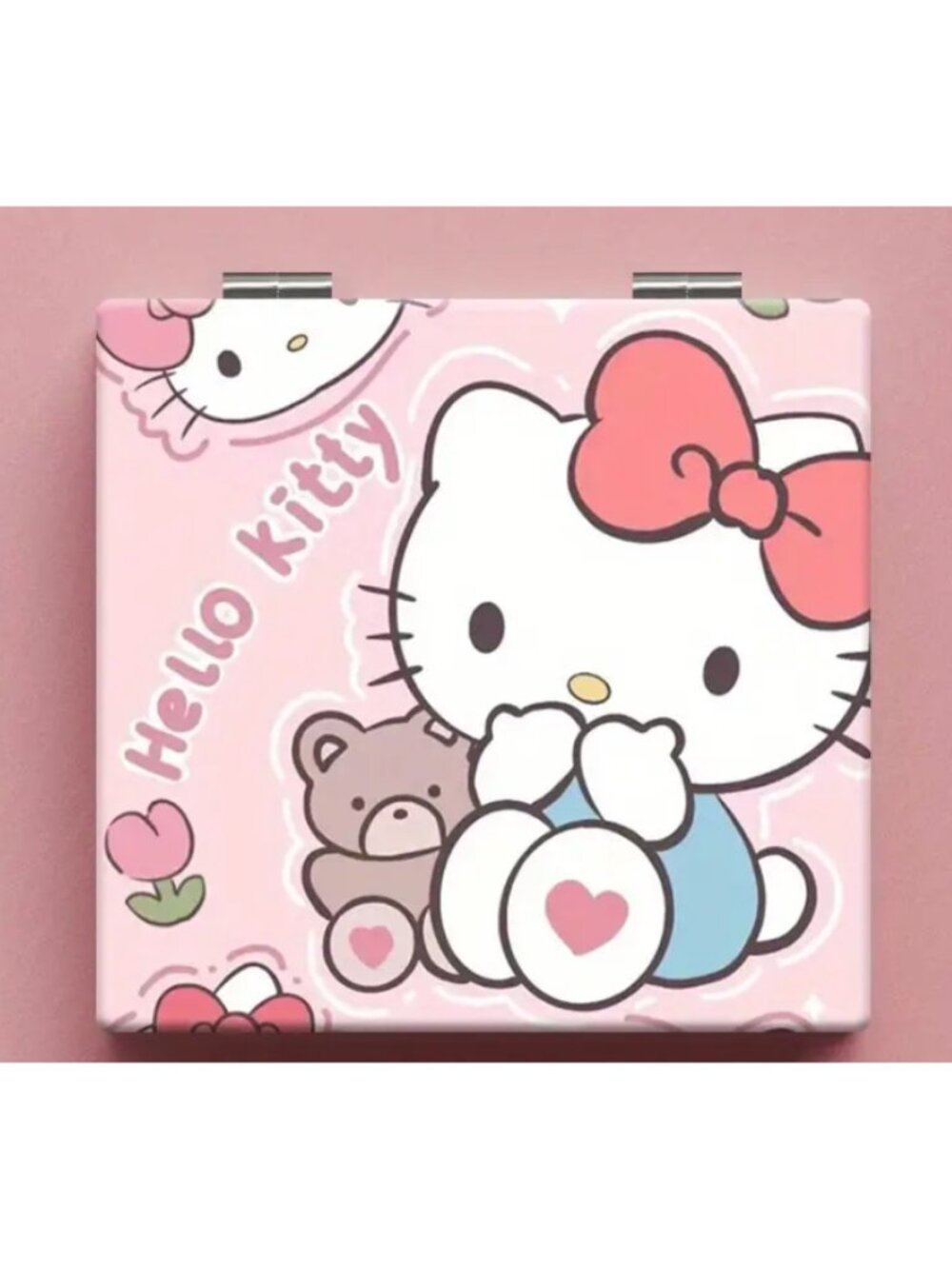 Hello Kitty Pink Compact Mirror Cute Kawaii Folding Makeup Dual-Sided Portable